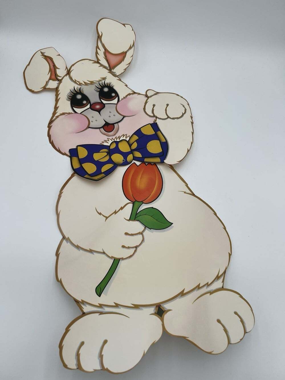 Vintage 1983 Beistle Easter Bunny Rabbit 31” Jointed Die Cut Decoration USA